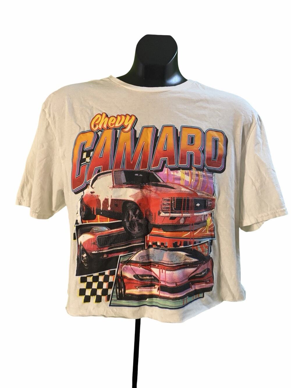 Chevy Camaro Graphic T Shirt Mens L White Cropped Boxy GM Licensed